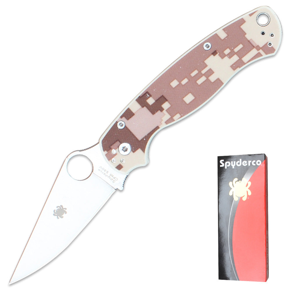 Spyderco C81 Folding Knife – Portable Fruit/Utility Knife, Outdoor Camping Tool, G10 Handle, Ball-Bearing Pivot, EDC Tool