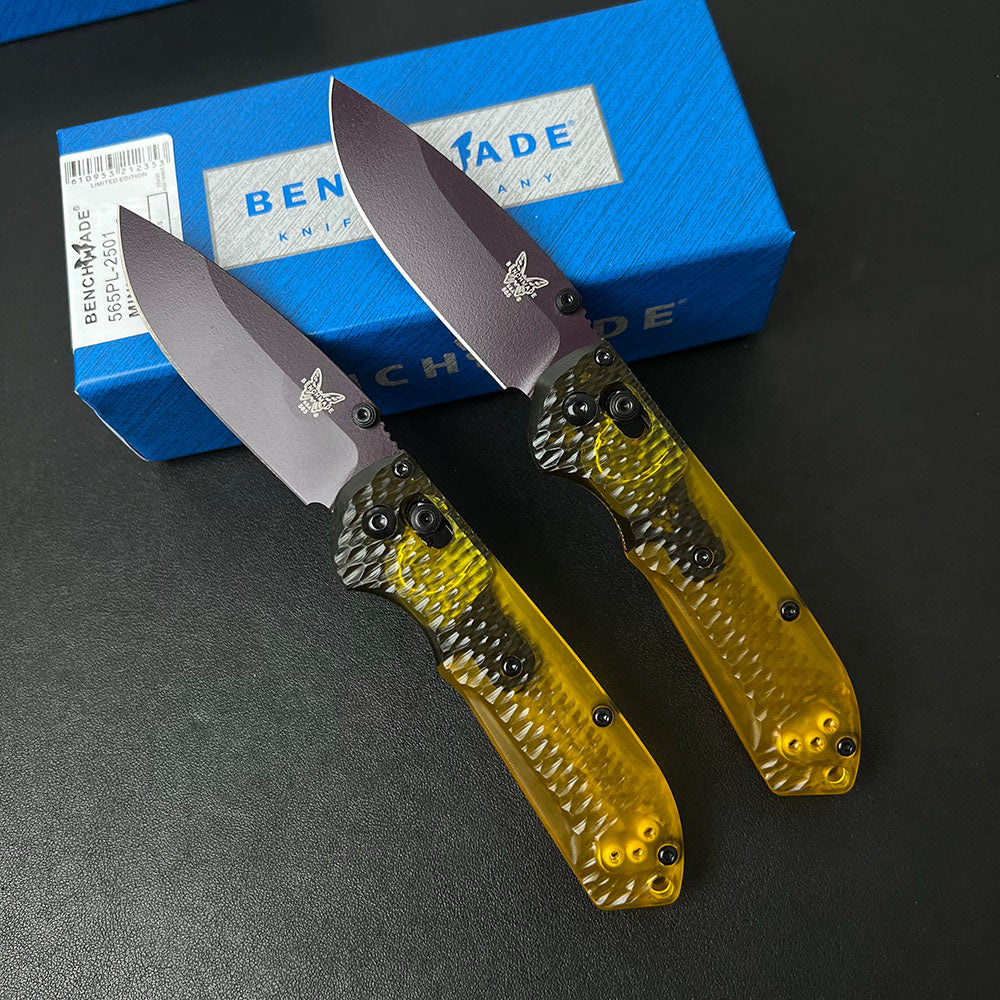 Benchmade Mini Freek 565PL-2501 Folding Knife – Hammered Transparent PEI Handle