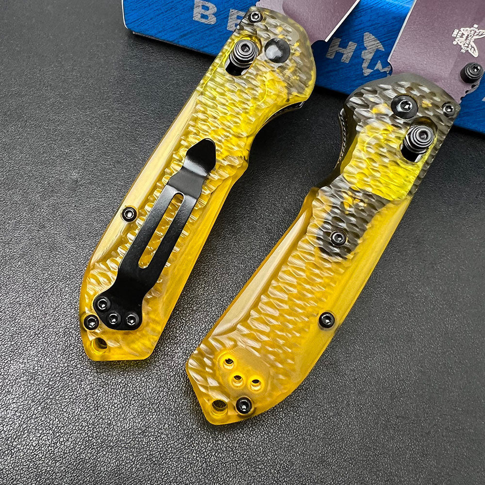 Benchmade Mini Freek 565PL-2501 Folding Knife – Hammered Transparent PEI Handle