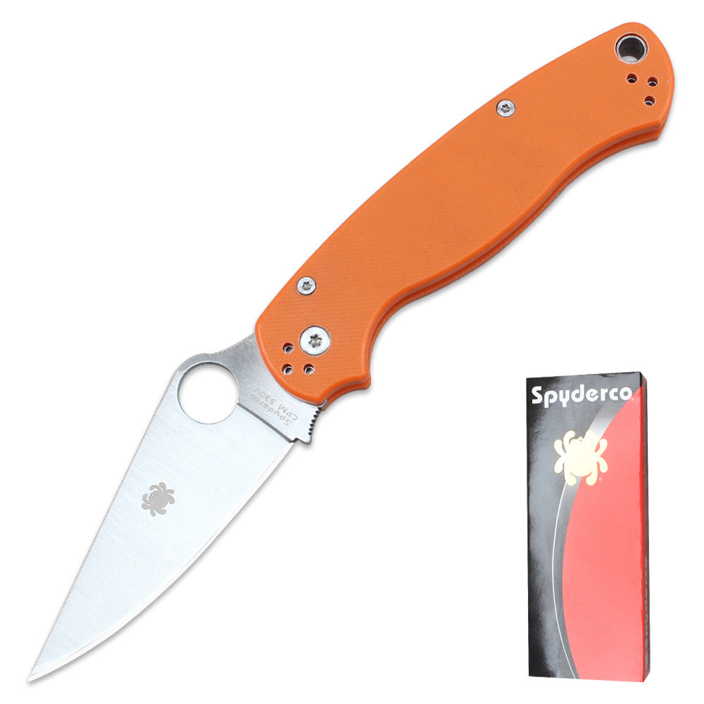 Spyderco C81 Folding Knife – Portable Fruit/Utility Knife, Outdoor Camping Tool, G10 Handle, Ball-Bearing Pivot, EDC Tool