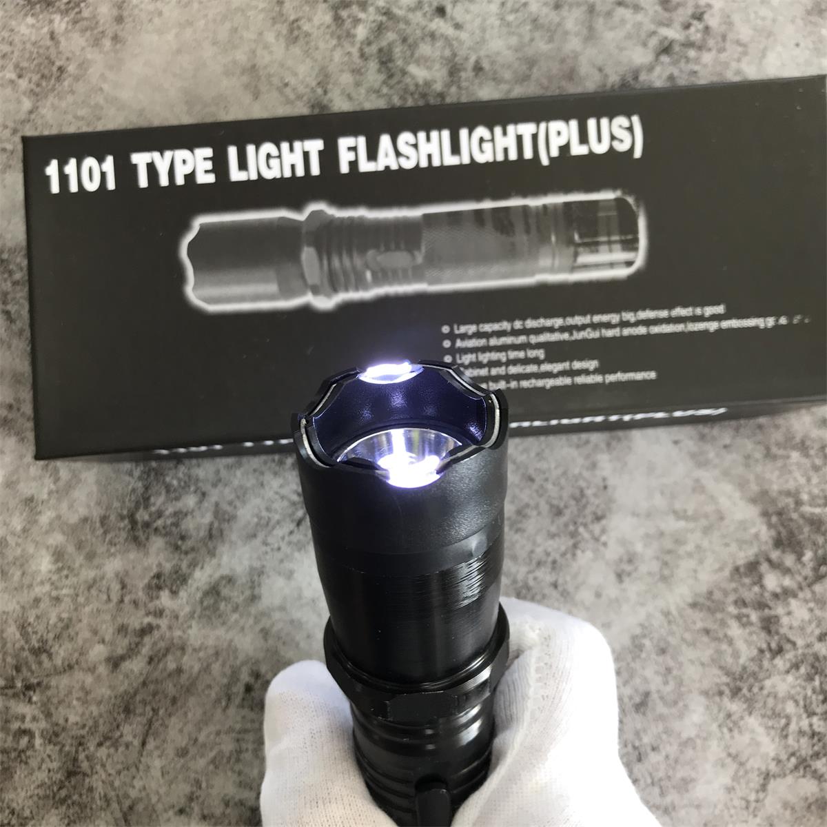 1101 Stun Gun Flashlight Self-defense Electric Stick