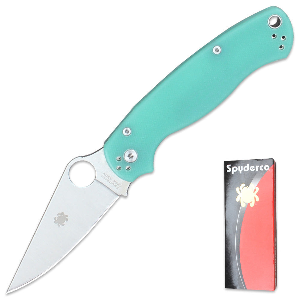 Spyderco C81 Folding Knife – Portable Fruit/Utility Knife, Outdoor Camping Tool, G10 Handle, Ball-Bearing Pivot, EDC Tool