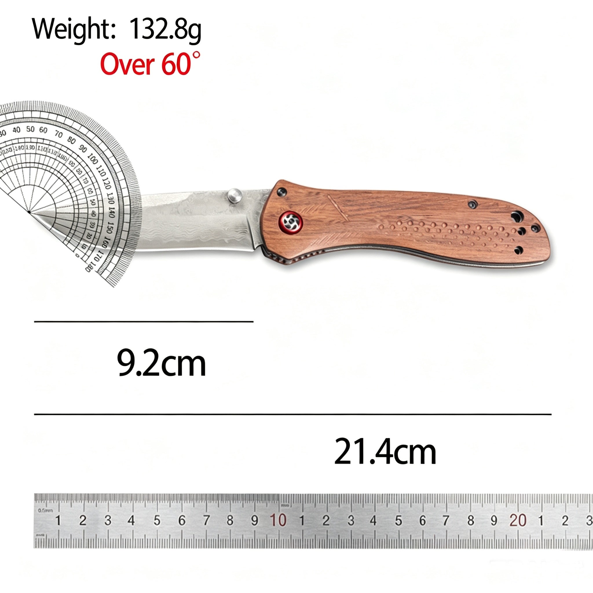 Premium Damascus Folding Knife with Wooden Handle (Model 710) – Portable Outdoor Knife