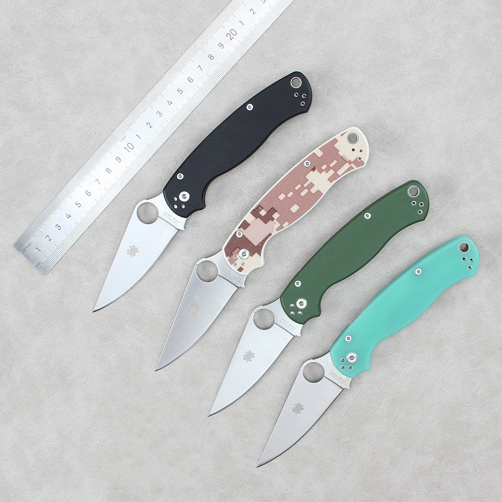 Spyderco C81 Folding Knife – Portable Fruit/Utility Knife, Outdoor Camping Tool, G10 Handle, Ball-Bearing Pivot, EDC Tool