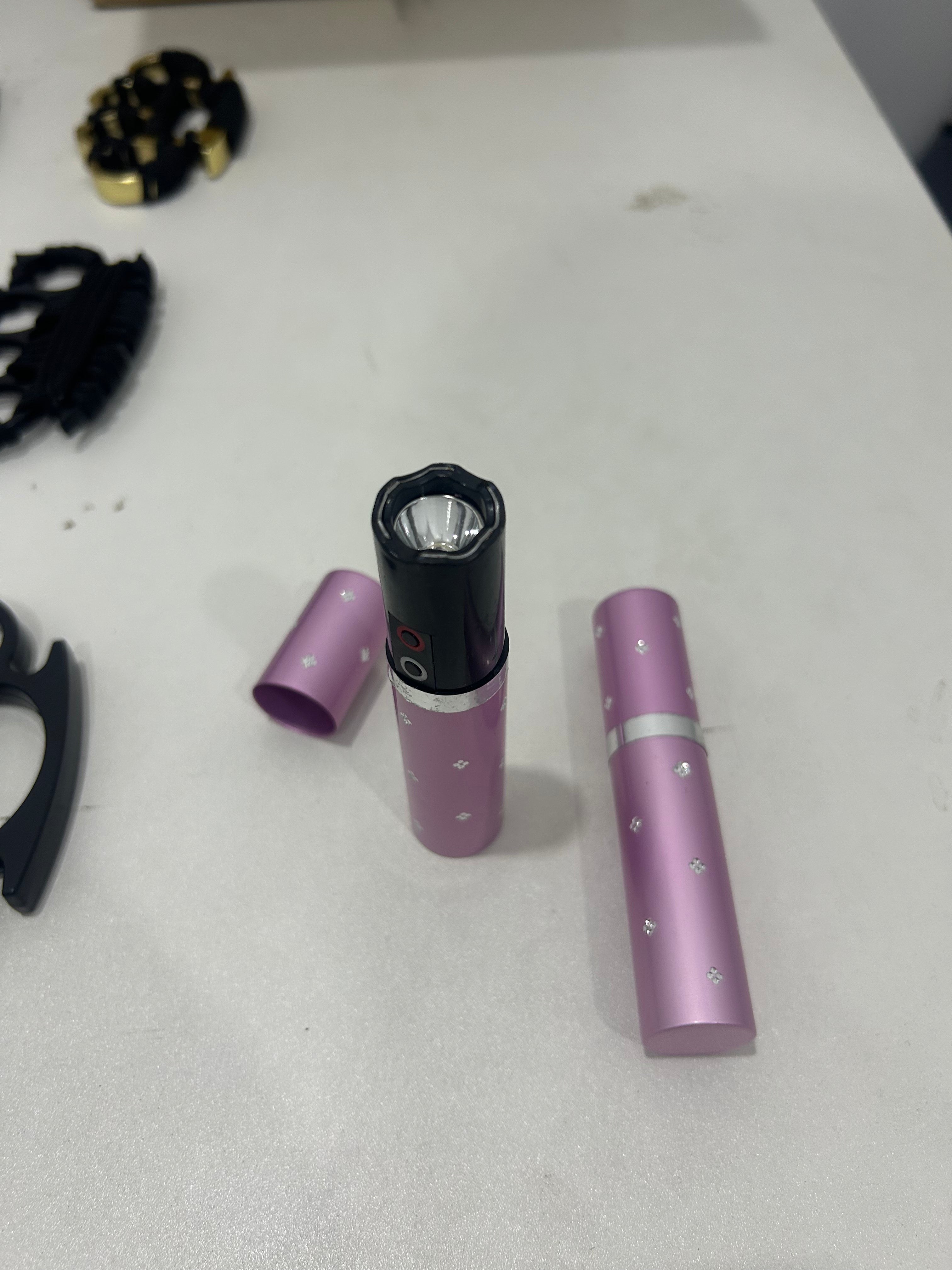 Buy 5 get 2 free！Portable Stun Gun Flashlight Combo, Personal Safety Self Defense Weapon for Outdoor & Daily Use