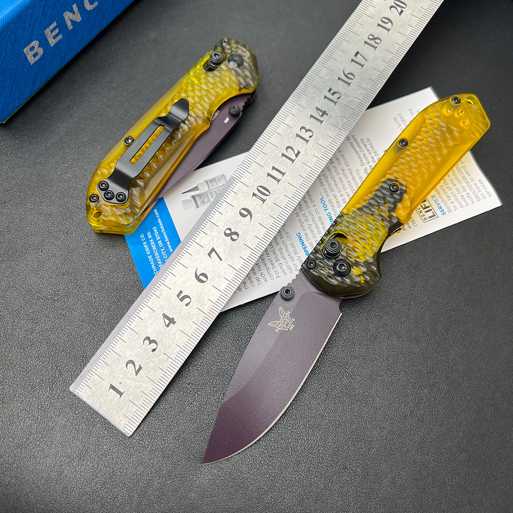 Benchmade Mini Freek 565PL-2501 Folding Knife – Hammered Transparent PEI Handle