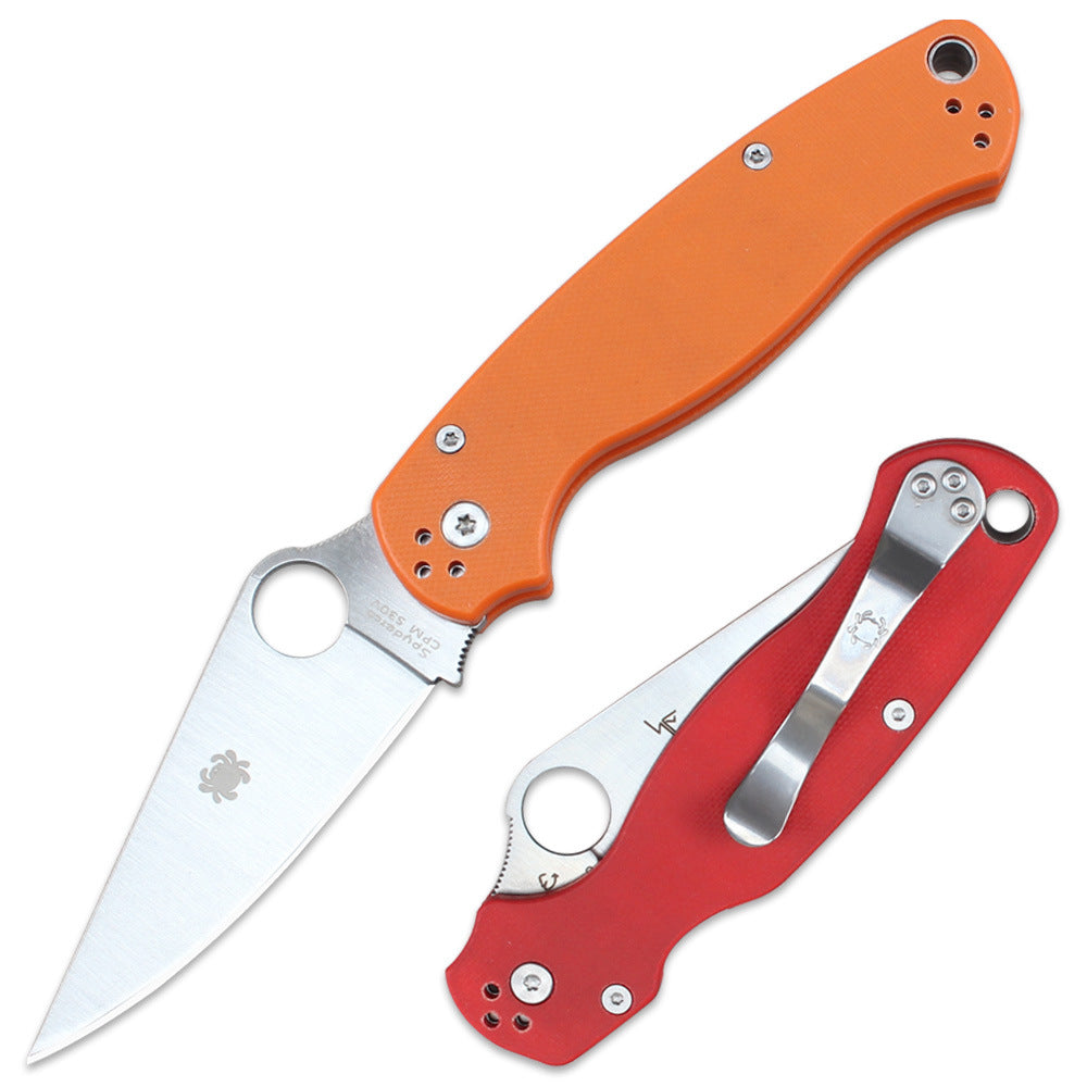 Spyderco C81 Folding Knife – Portable Fruit/Utility Knife, Outdoor Camping Tool, G10 Handle, Ball-Bearing Pivot, EDC Tool