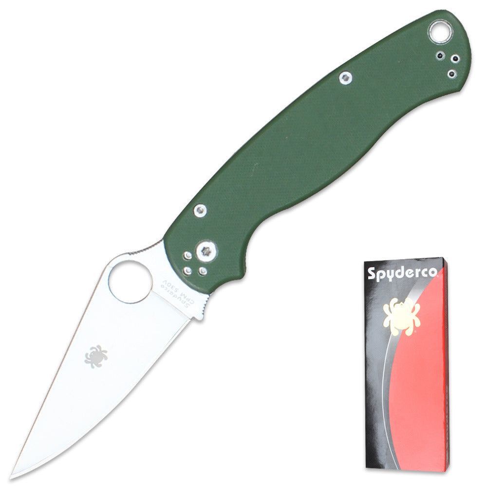 Spyderco C81 Folding Knife – Portable Fruit/Utility Knife, Outdoor Camping Tool, G10 Handle, Ball-Bearing Pivot, EDC Tool